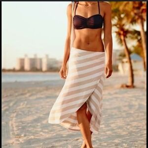 Athleta Ribbon stripes midi skirt M Vacation Beachy Resort